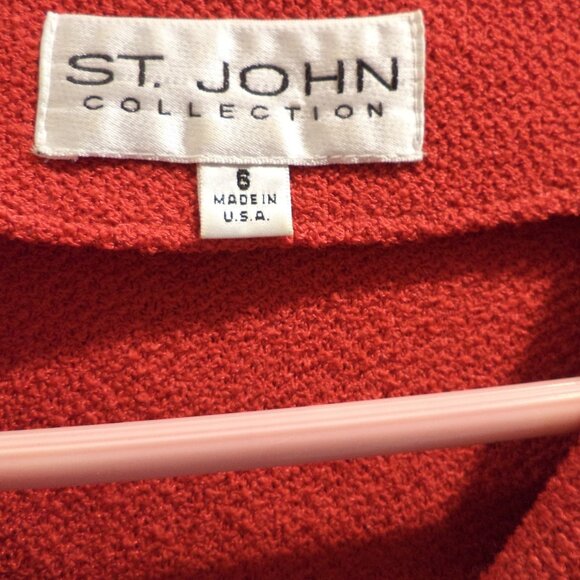 St. John RED Knit Jacket ~ Black Button Closure (7 Buttons) Size:  Small - Picture 11 of 11